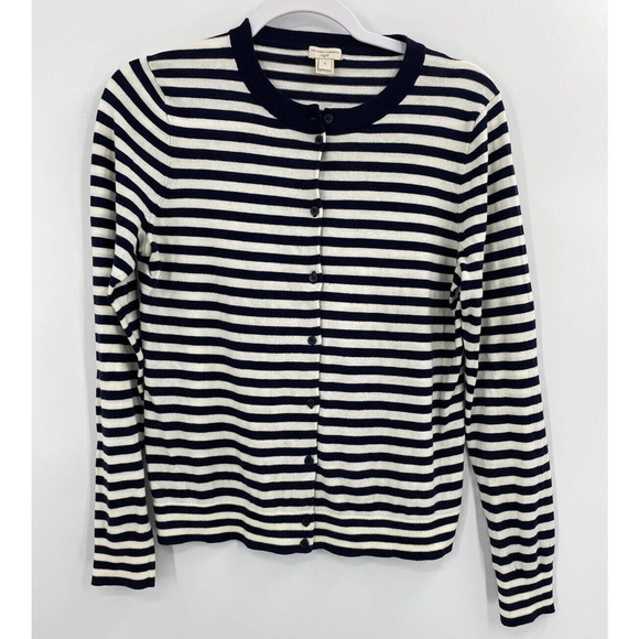 J. Crew Sweaters J Crew The Caryn Cardigan Small Striped Blue White